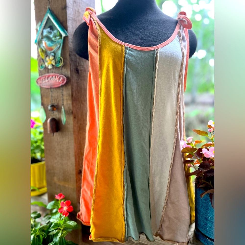 Easel Boho Hippie Color-Block Tie Straps Soft Cot… - image 1